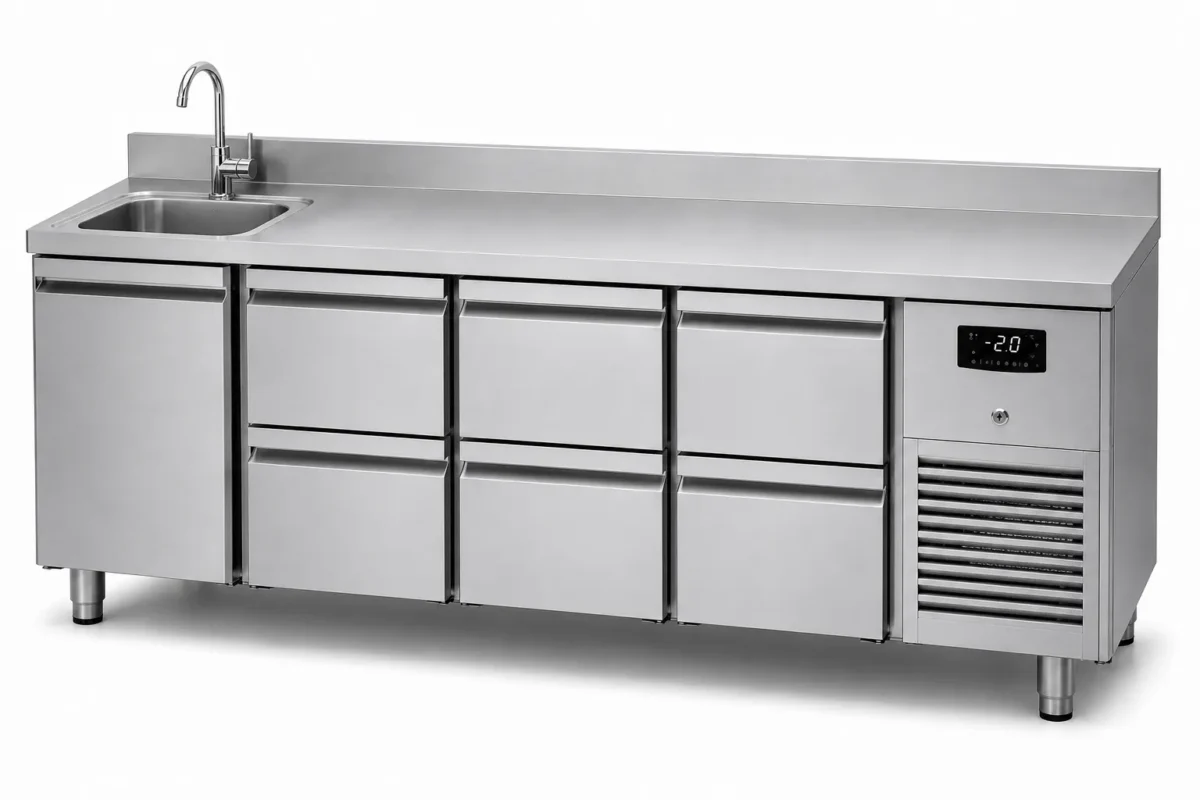 Kühltische mit Handwaschbecken